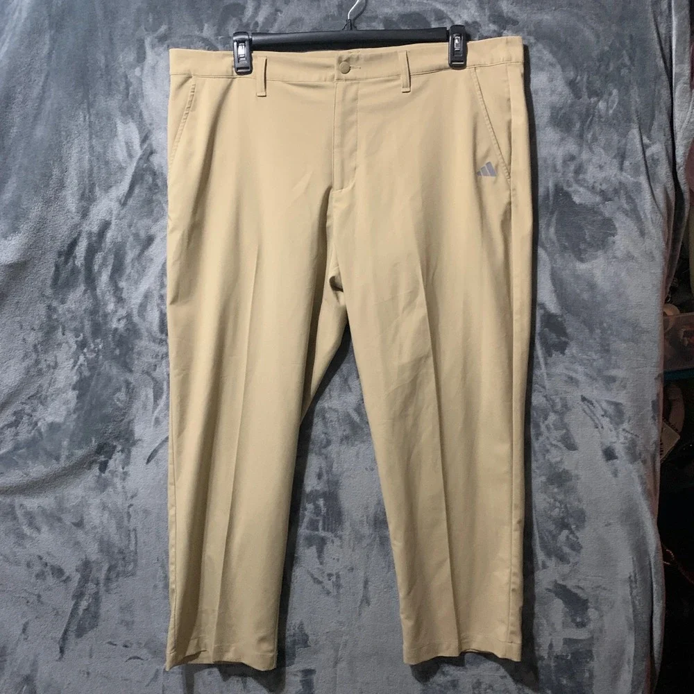 Adidas Pants Mens 40x30 Golf Tan Recycled Performance IU2823 Athletic Preppy
